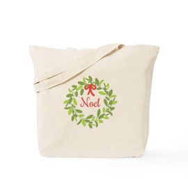 CafePress Christmas Mistletoe Wreath Noel Tote Bag Natural Canvas Tote Bag, Reusable Shopping Bag