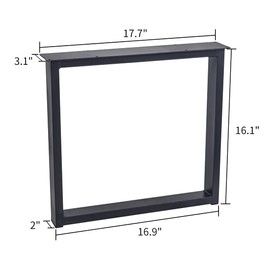 RokiaTek Metal Table Legs - 16 Inch Tall, Heavy Duty, DIY, Matte Black Set of 2