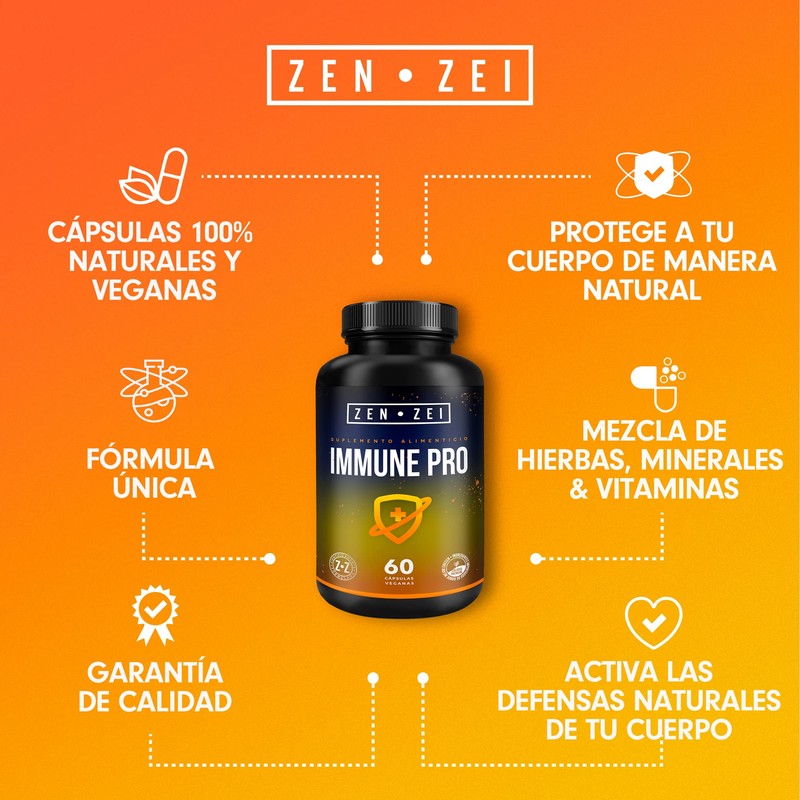 ZENZEI | IMMUNE PRO | Científicamente Formulado con 6 Ingredientes