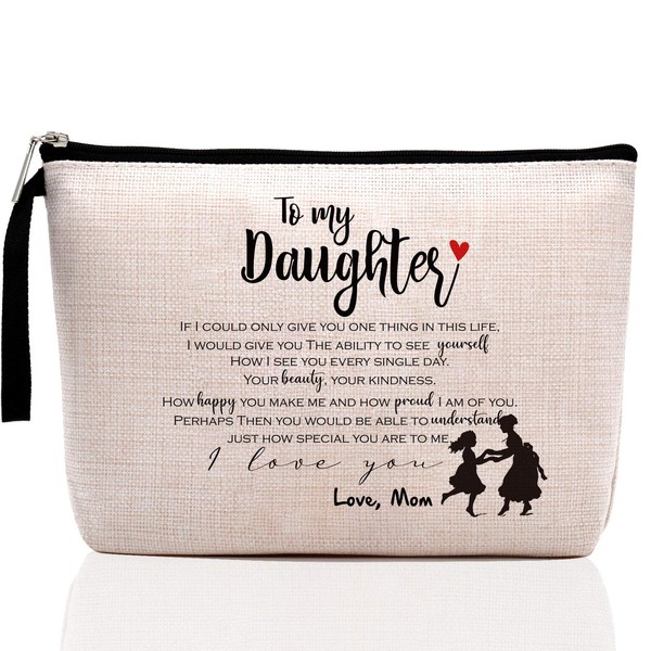 Sweet 16 Gifts for Girls, Daughter Gifts from Mom, Christmas Daughter Birthday Gifts, Daughter in Law Gifts, Graduation Gifts for Her, Sentimental Gifts for Daughter, Makeup Bag, Pencil Case