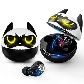 Togetface Kids Wireless Earbuds, Upgraded Bluetooth Earbuds with Cool Cat Charging Case, Dual Microphones 36H Playtime IPX5 Waterproof Noise Cancelling Touch Control in-Ear Stereo Headphone for Adult.