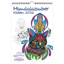 DIY Mandala Magic Cat Colouring Calendar DIN A4 Calendar for 2026 Mandala Drawing Painting Seelenzauber