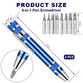 VIVIIHOO Pack of 4 8 in 1 Pen Screwdriver Set Pocket Screwdriver Mini Magnetic Portable Crossing Slotted Screwdriver Hand Tool