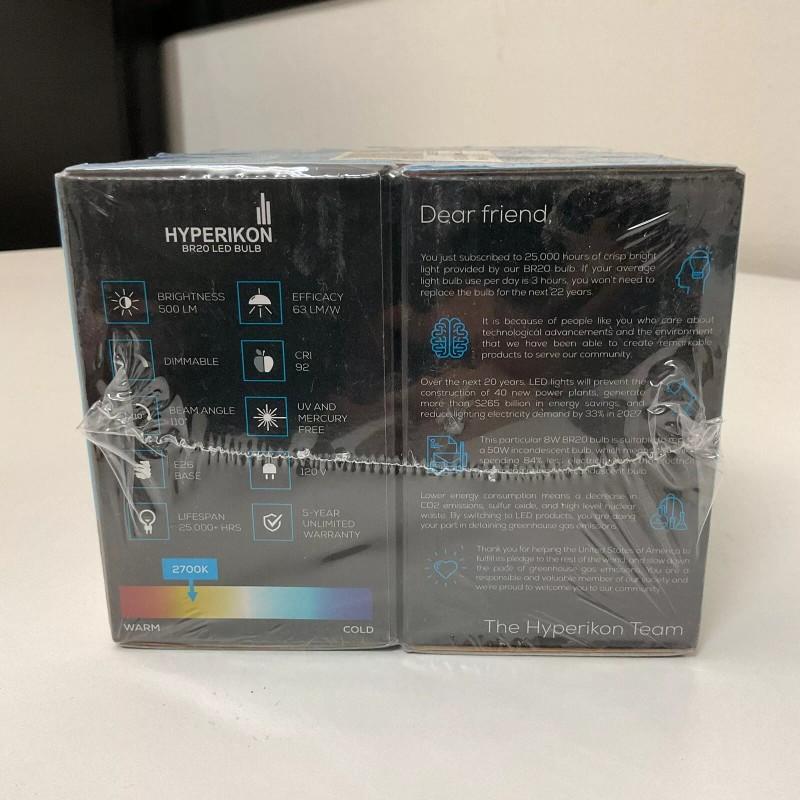 Hyperikon BR20 LED Bulb Dimmable 8W=50W, Flood E26 Base 2700K