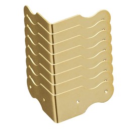 Tiazza 8 Pieces Pure Brass Box Corner Protectors Corner Braces Hardware Desk Edge Right Angle Guards Wooden Jewellery Box Picture Frame Accessories (Brass)