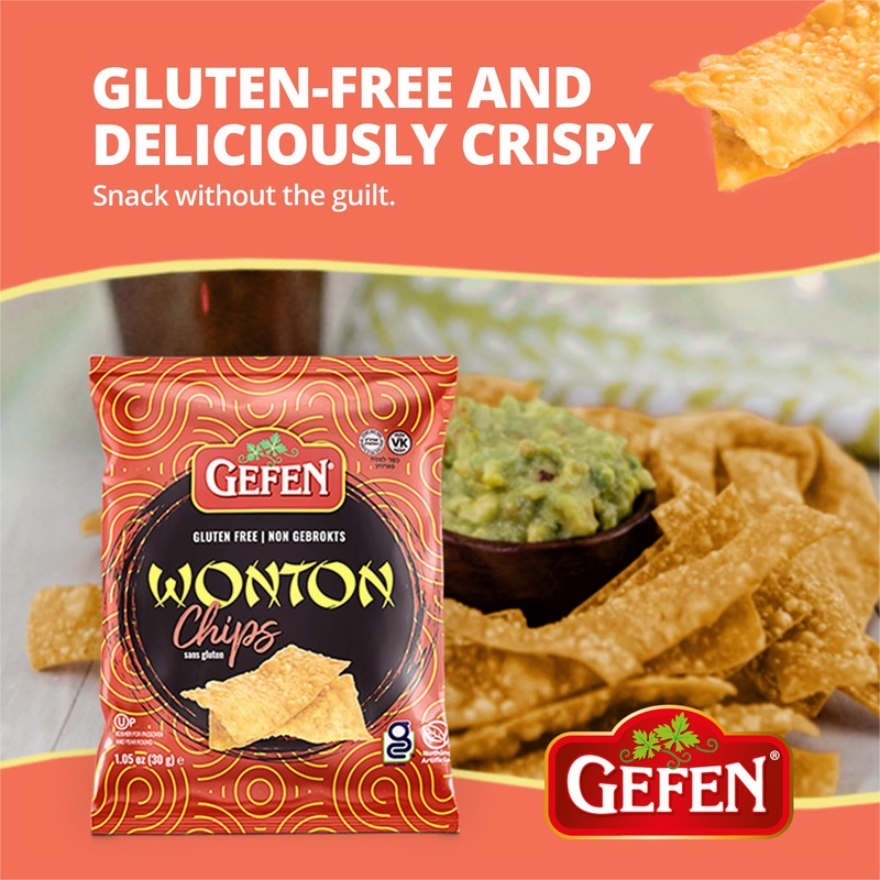 Gefen Gluten Free Wonton Chips, 1oz (6 Pack) Crispy Wonton