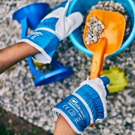 Gebol Premium Blue Junior Work Gloves for Children from 4 - 6 Years, Gardening Gloves with Reinforced Cuff, Breathable Children's Gloves in Size 4 (XXXS), Blue, 1 Pair