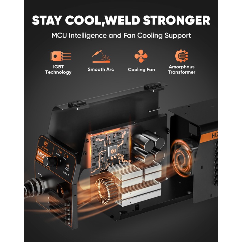 HZXVOGEN Portable Gasless Mini MIG Welder 145A ARC Welding Machine