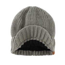 Magracy Men's Winter Knit Visor Hat Outdoor Thick Peaked Beanie Hat with Thermal Lining Dusty Green