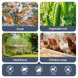 Garden Netting, 15ft x 50ft Black Bird Netting Heavy Duty,Rabbit,Squirrels,Anti Birds,Larger Bees,Deer,Chicken,Cardinals，Animal Fencing for Fruit Tree & Vegetable Garden