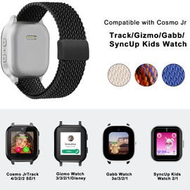 Folavii Magnetic Braided Band Compatible with Cosmo JrTrack 4/3/2 SE/2/JrTrack & Gizmo Adventrue 3 3 2 1/Gabb 3e 3 2 1/SyncUP Watch 2 1, 2 Pack Soft Breathable Strap Easy Buckle for Small Wrist