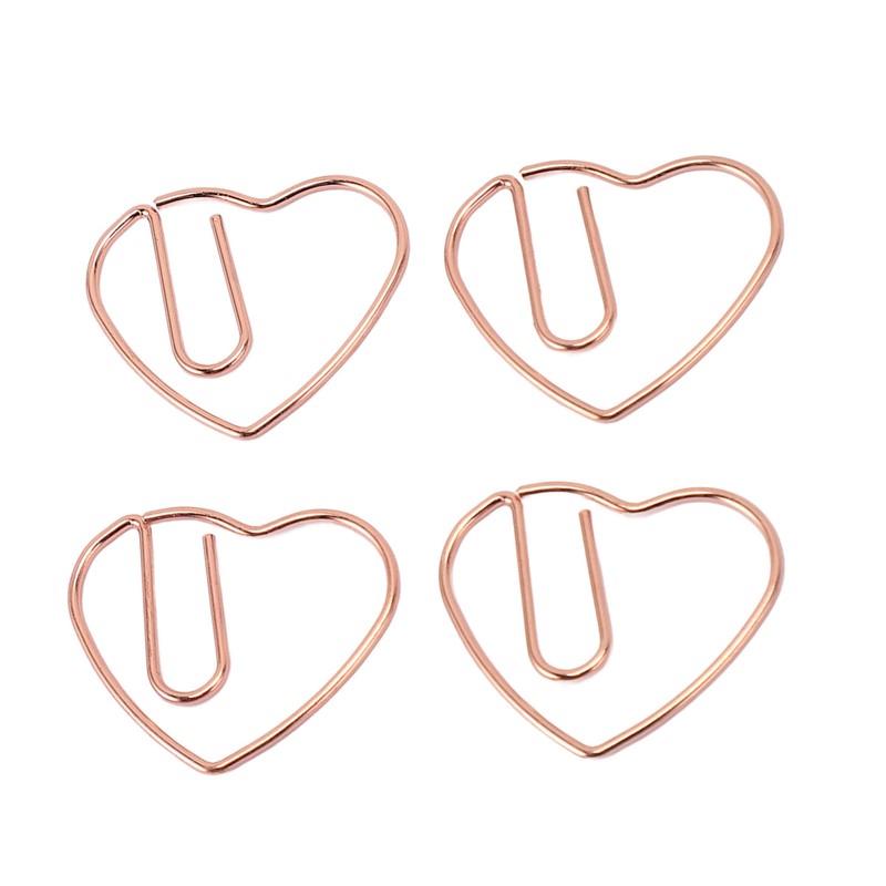 100Pcs Heart Shaped Paper Clips Iron Decorative Paperclips Set with