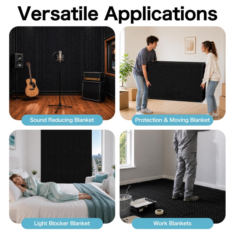 2-Pack Sound Dampening Moving Blankets, 48 x 78 in, 5