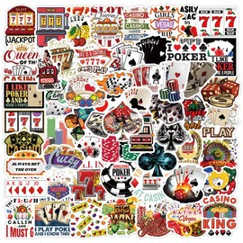 60pcs Cartoon Casino Sticker Entertainment Props Colorful Paper Card Sticker Casino Theme Party Sticker Used for Laptops, Mobile Phones, Guitar Toys, Motorcycle Envelope Decoration