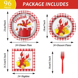 gisgfim 96 Pcs Crawfish Boil Party Paper Plates Napkins Supplies Crawfishs Theme Birthday Party Disposable Lunch Tableware Decorations Favors for Birthday Party Baby Shower for 24 Guests