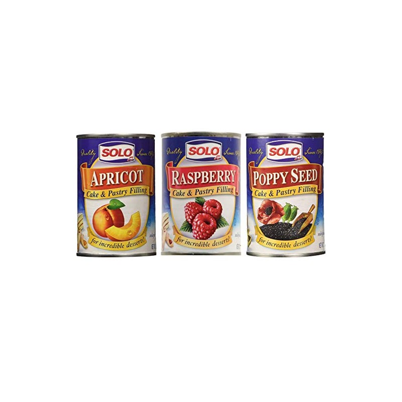 Solo Variety Pack Apricot Raspberry Poppy Cake and Pastry Filling