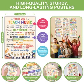 Lalunia 6 Pcs Music Classroom Posters (11"x16") - Why Music Classroom Rules Posters for Bulletin Board Decorations, Teacher Supplies, Musical Education Decor for Elementary Middle School