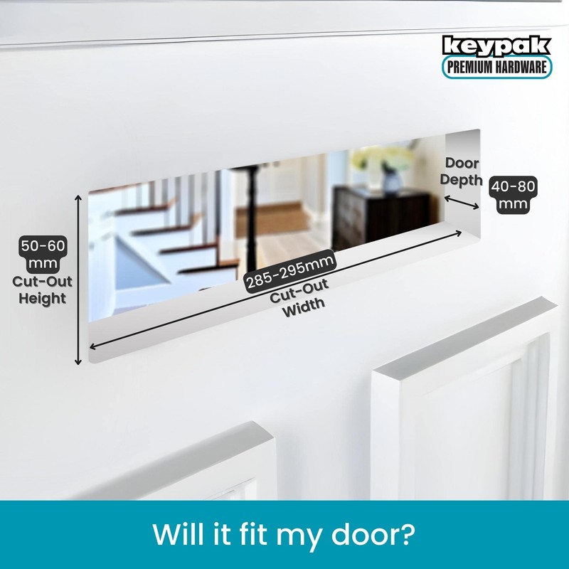 Keypak 12 inch (30.6cm) Door Letterbox - Fits 40-80mm Doors,