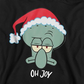 Popfunk Spongebob Squarepants Squidward Christmas Joy Unisex Adult Crewneck Sweatshirt (X-Large) Black