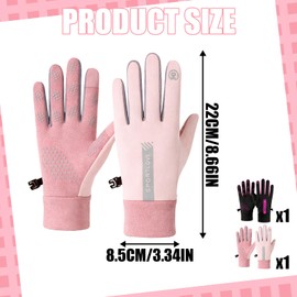 Gatwrmth 2 Pairs Netball Gloves Women, Anti-Slip Grip Gloves, Waterproof Running Gloves Womens, Lightweight Sports Gloves Women for Cycling, Gym & Hiking - Pink & Rose Red