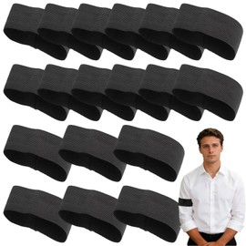 JIUCHAOTONG 18 Pcs Black Armband Funeral, Black Mourning Armbands, Loop Closure Sports Exercise Armband, Elastic Arm Band for Captain, Ideal for Football, Basketball and Funeral Condolences