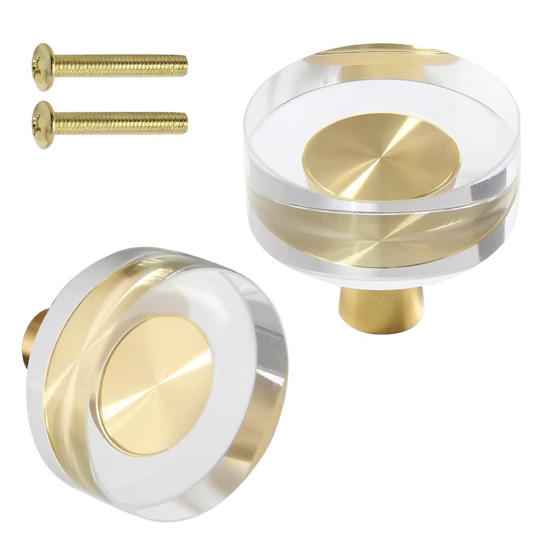 Uenhoy 6 Pack Glass Crystal Cabinet Knobs Round Drawer Knob