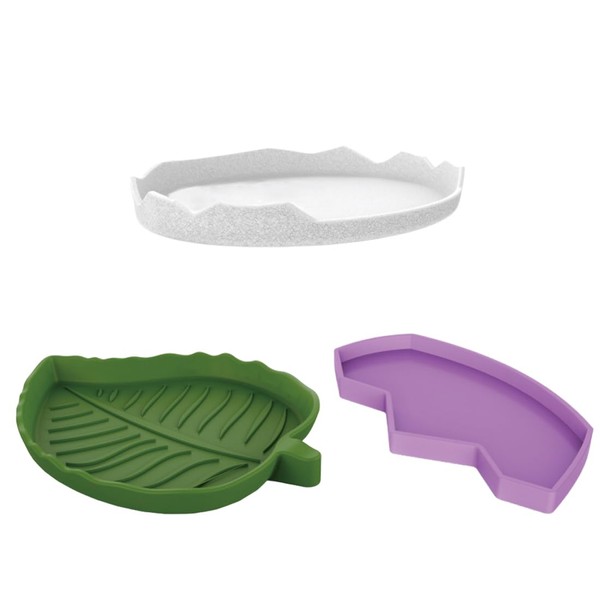 CRLLDPM Pack of 3 Leaf Reptiles Food Water Bowl, Reptile