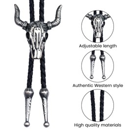 MYHOGOOD Cowboy Necklace for Men, Wild Western Theme Cowboy Leather Necklace Cowboy Accessories, Adjustable Length Handmade Cowboy Bolo Tie for Teen Boy Girl