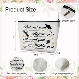 rizotus Makeup Bag - Behind You All Your Memories, Graduation Gift for Her, Him, Girl, Daughter, Student, Inspirational Multifunction Makeup Bag Purse, Toiletry Bag Pouch Travel Accessories -04