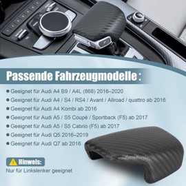 WODHMIEY Car Gear Knob Cap, 4M1713139F, Ergonomic Gear Shift Knob Cover, Custom Aesthetic, Durable Faux Leather for A4 A5 Q5 B9 Q7 S4 RS4 Avant Quattro S5 Cabriolet F5 Coupe