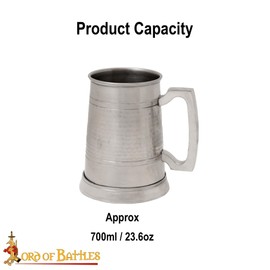 Lord of Battles Beer Mug Stainless Steel Ale Mug Handmade Hammered Mug Medieval Historical Fully Functional Decorative Accessory Polish Finish