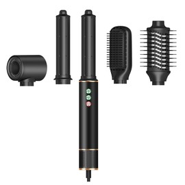 TANSHINE 5 in 1 Professional Hair Dryer Brush & Multi-Styler with 110,000 RPM,Ionic Powerful Blow Dryer Brush for Curling,Straightening,Volumizing,Fast Drying,Auto Wrap Curls Hot Air Styler,Black