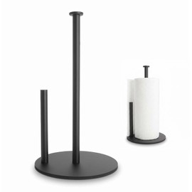 TLDBATICE Portarotolo da cucina, nero, in piedi, per piano di lavoro, portarotolo da cucina per ogni rotolo da cucina, pratico portarotolo in acciaio inox, per cucina e casa
