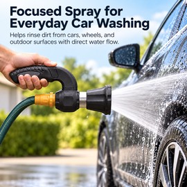 Garden Hose Spray Nozzle for Cleaning – Variable Spray Water Nozzle with Soft Grip for Car Wash & Yard Use