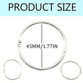 Hocansen Pack of 20 Binder Rings 45 mm Loose Leaf Book Rings Silver Loose Leaf Connector Rings Organiser Loops for Binding Notes, Photos, Loose Leaf (45 mm/YH)