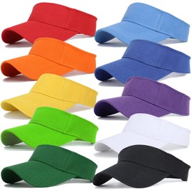 Unisex Sports Sun Visor Hats Open Top Bingo Run Visors Hat for Tennis Golf Travel Summer Beach Pool (Colorful Set, 10)