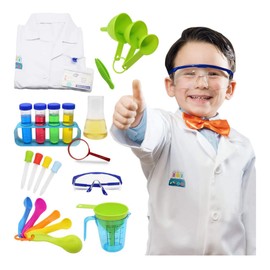 Why2Wise Kids Science Experiment Kit with Lab Coat Scientist Costume Dress Up and Role Play Science Experiments for Kids STEM Educational Learning Science Toys