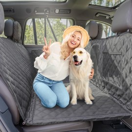 herberwe Back Seat Extender for Dogs, Hard Bottom Car Seat Cover for Dogs Supports 400lbs, Waterproof Backseat Protectors for Dog, Upgraded 1680D Heavy Duty Dog Hammock for SUV, Car, Truck (Black)