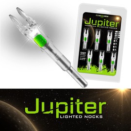 Flying Arrow Archery Jupiter Lighted Nocks | Bright Lighted Nocks for Arrows | Illuminated Nocks | Glow in The Dark Arrow Nocks | LED Arrow Nocks | Light Up Nocks | 6 Pack (Strobe, .244 (31 Grains))