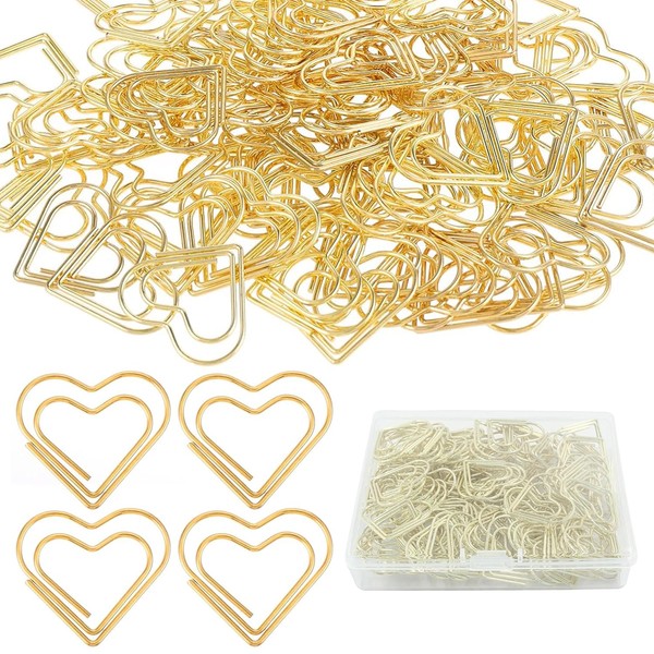100Pcs Metal Paper Clips, Heart Shaped Binder Clips,Mini Love Heart