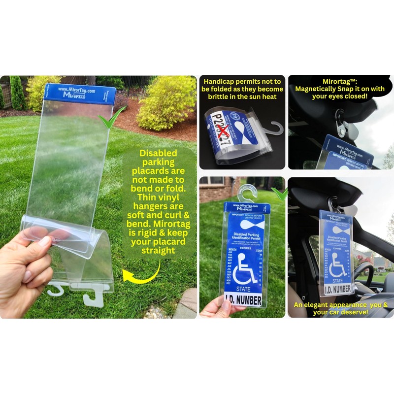 Mirortag Silver by JL Safety- Handicap Parking Placard Holder, Magnetically