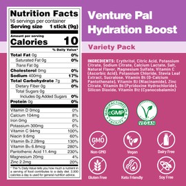Venture Pal Sugar Free Electrolyte Powder Packets - Liquid Daily IV Hydration Packets | Electrolytes Drink Mix with 5 Vitamins & 7 Electrolytes | Keto Friendly | Non-GMO | Certified Vegan | 16 Sticks