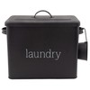 AuldHome Enamelware Laundry Powder Container (Black), Enamelware Detergent Bin with
