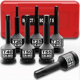 KIRXST Kraft Torx Bit Impact Wrench Nut Set 3/8 Inch T20 - T60, 7-Piece Force Torx Bit Insert Set