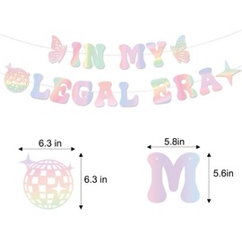 Pre-Strung In My Legal Era Banner Popular 21st Birthday Decorations Banner Taylor Themed 21st Birthday Banner Iridescent for Taylor Themed Finally 21 Party Decorations Singer Inspired Party Decor