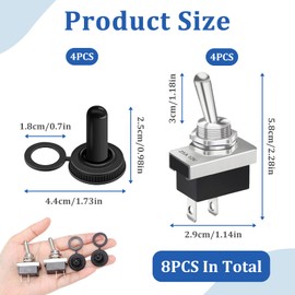 4 Pcs Metal Toggle Switch On/Off 12V 25A SPST 2 Position 2 Pin, Momentary Toggle Switch Waterproof Rocker KN3(D)-101 with Rubber Cover for Automotive, Electrical Projects, DIY and Power Equipment