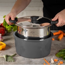 KUHN RIKON Hotpan Serving Casserole Pot, 2 Litre/18 cm, Grey, Stainless Steel