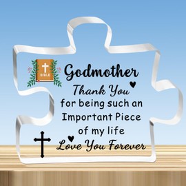 JMIMO Godmother Gifts Acrylic Puzzle Godmother Birthday Gifts Christmas Mothers Day Presents for Godmother - Thank You For Being Such An Important Piece Of My Life