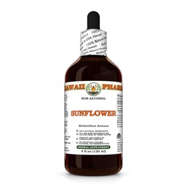 Sunflower (Helianthus Annuus) Dry Petals Glycerite, Made in Hawaii, All Natural, Vegan, Lab Tested Alcohol-Free Liquid Extract - 4 fl.oz
