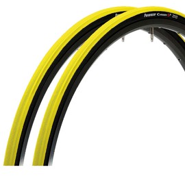 Panaracer Clincher Tire Set of 2 [700 x 23C] Category S2 F723-CATS-Y2 Yellow/Black Side (For Road Bikes, Cross Bikes, Commuting, City Riding, Touring, Long Ride)